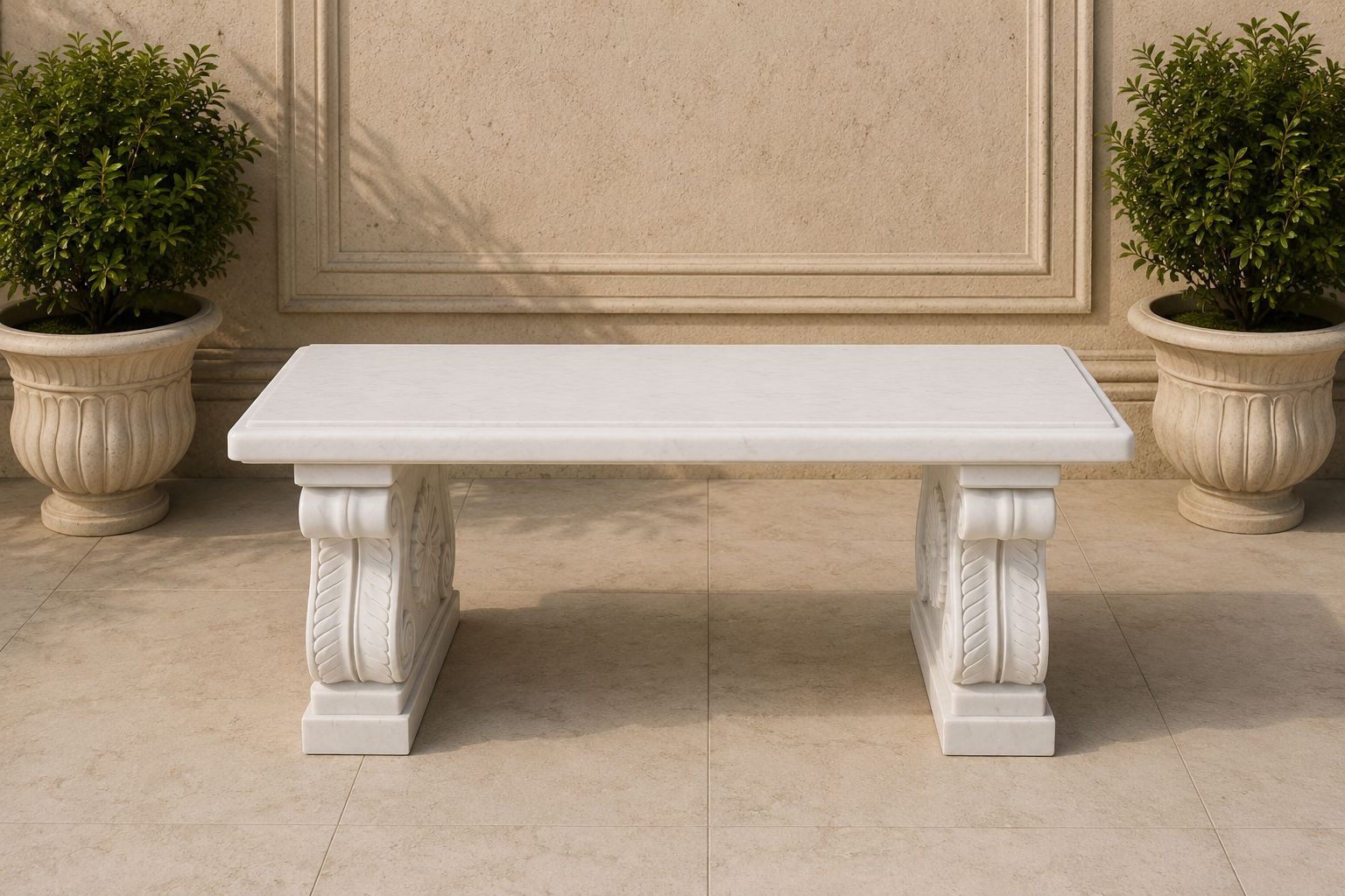 Carved marble bench