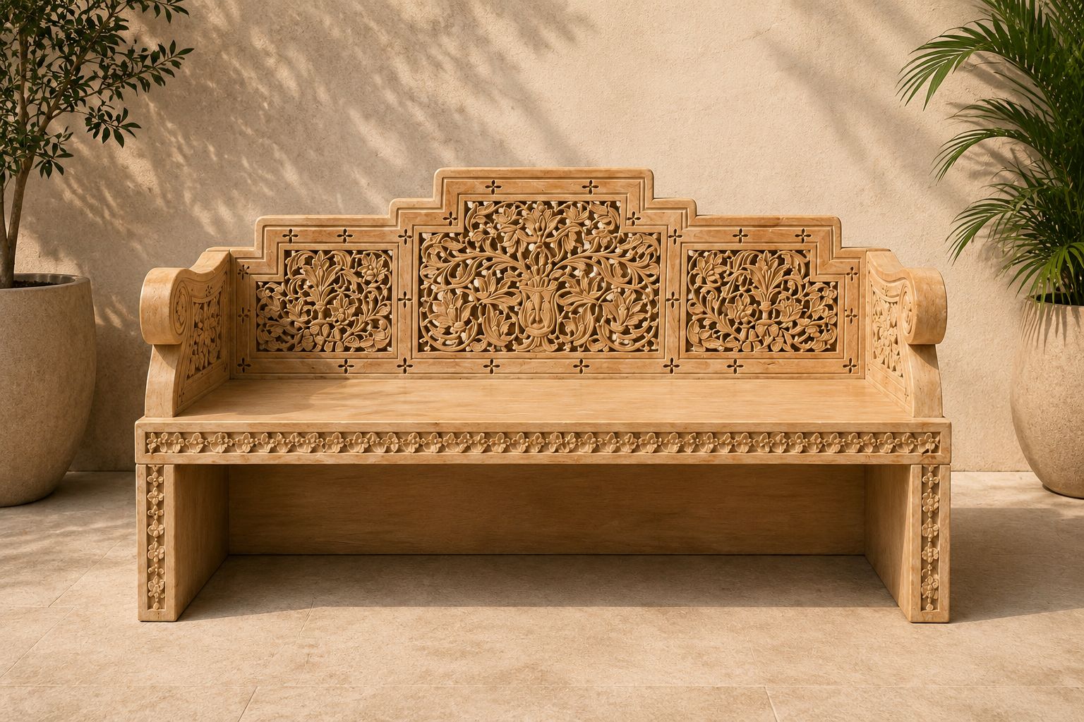 Garden sandstone bench